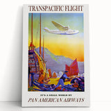 Vintage Transpacific Flight Poster - Retro World Travel Wall Art