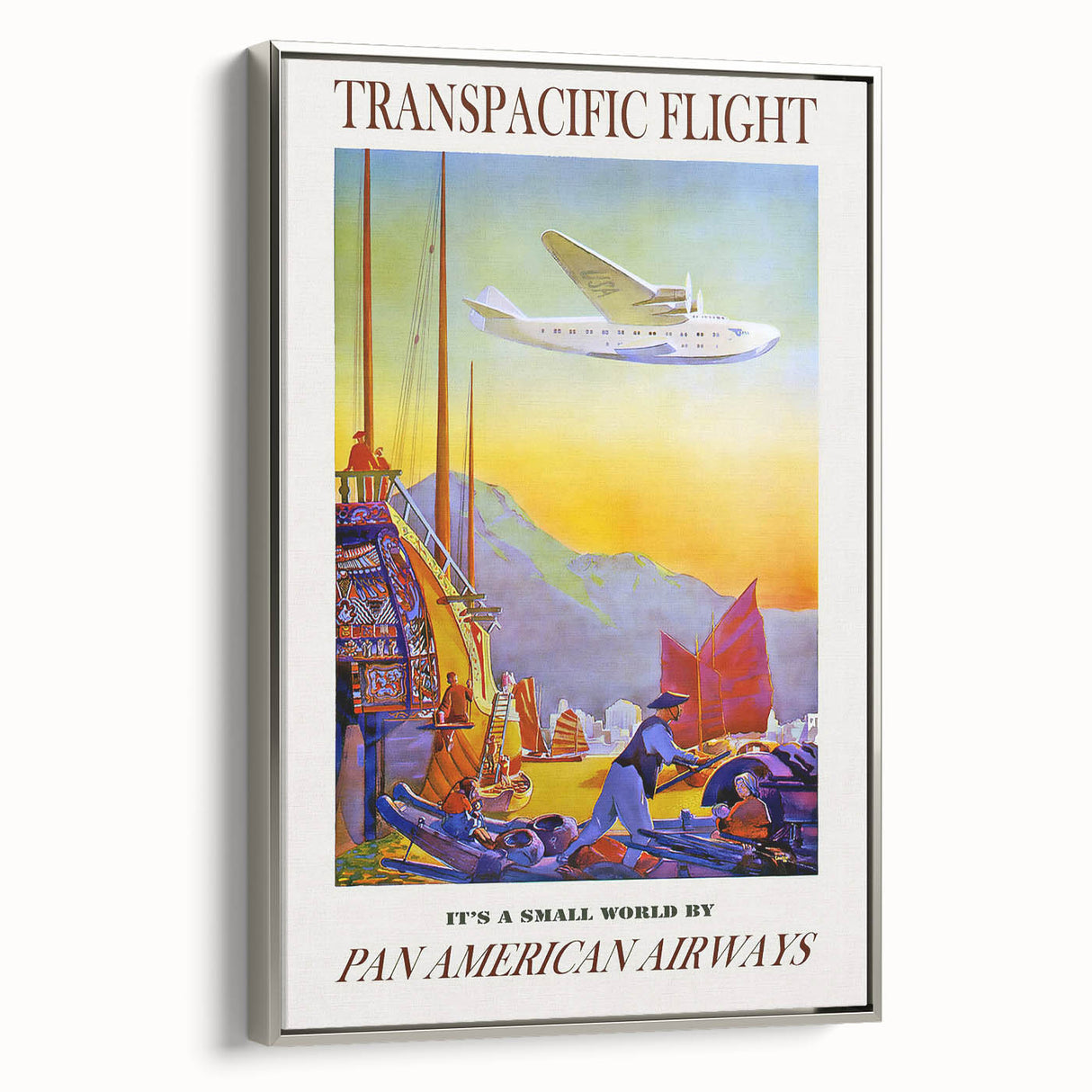 Vintage Transpacific Flight Poster - Retro World Travel Wall Art