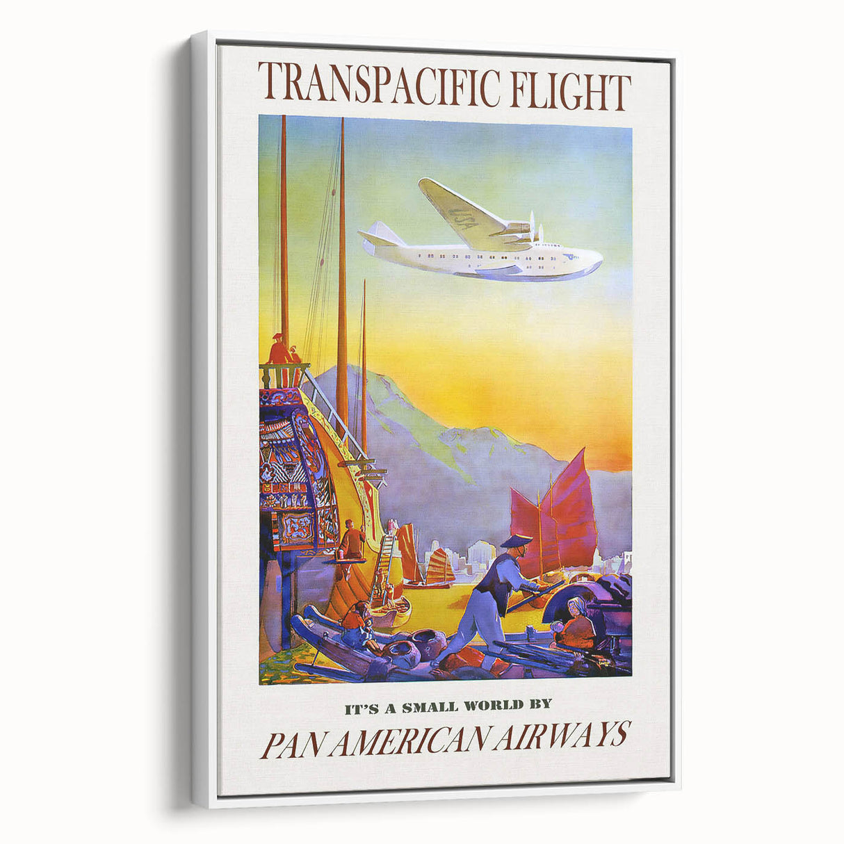 Vintage Transpacific Flight Poster - Retro World Travel Wall Art