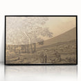 Realism Art Print of a Serene Landscape with Figures and Dog