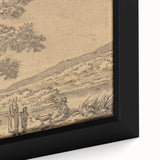 Realism Art Print of a Serene Landscape with Figures and Dog