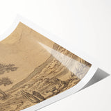 Realism Art Print of a Serene Landscape with Figures and Dog