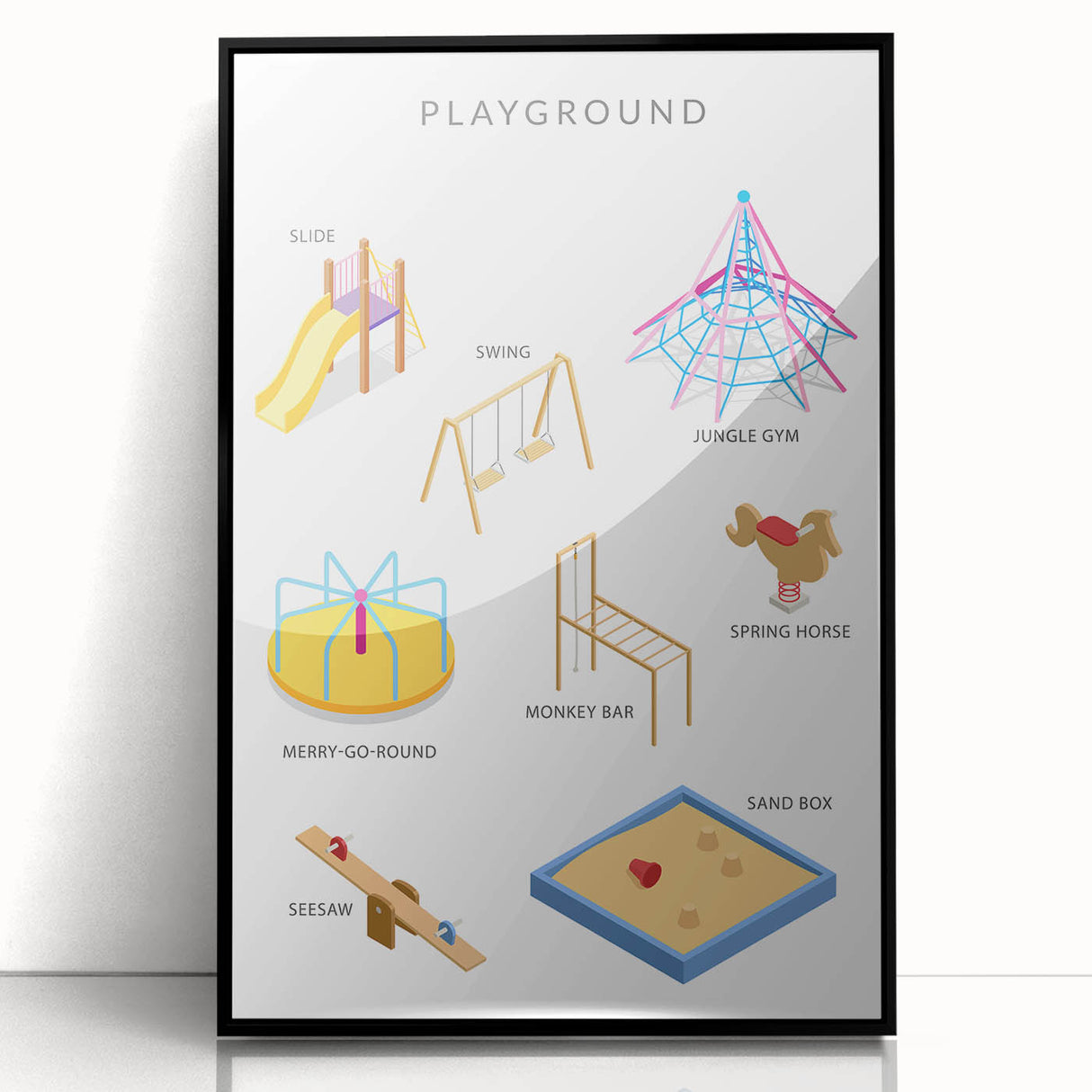 Playground Equipment Educational Wall Art - Kids' Learning Poster