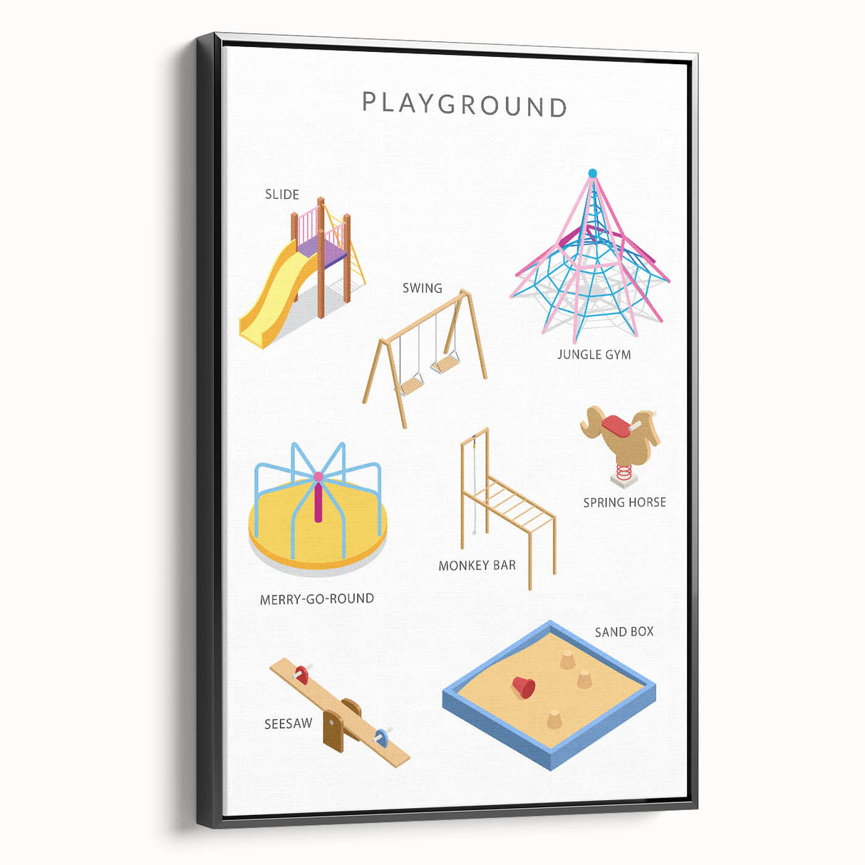 Playground Equipment Educational Wall Art - Kids' Learning Poster