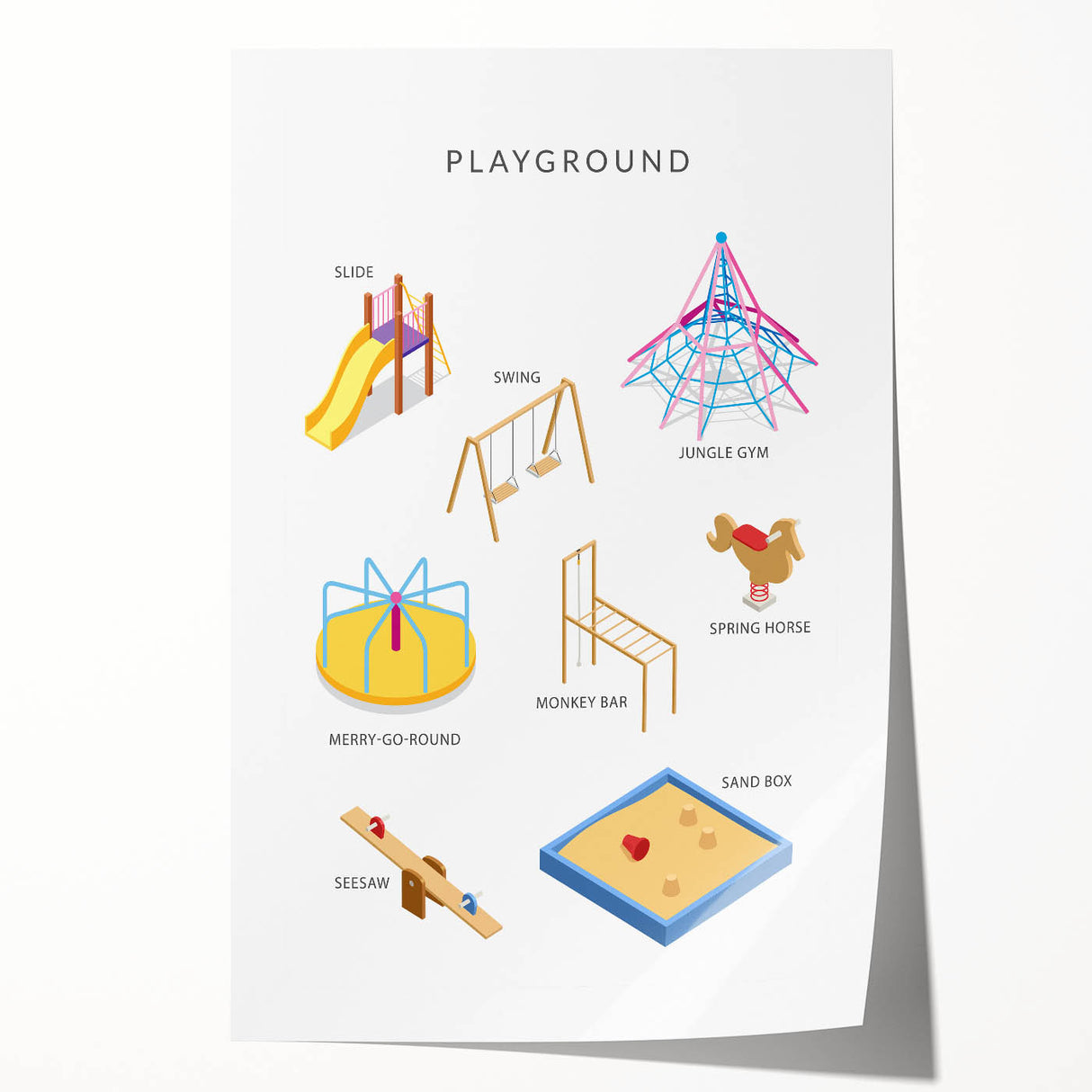 Playground Equipment Educational Wall Art - Kids' Learning Poster