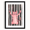 Bold Pink Cat Illustration - Personalized Kids Wall Art