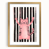 Bold Pink Cat Illustration - Personalized Kids Wall Art