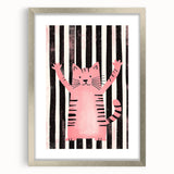 Bold Pink Cat Illustration - Personalized Kids Wall Art