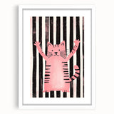 Bold Pink Cat Illustration - Personalized Kids Wall Art