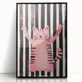 Bold Pink Cat Illustration - Personalized Kids Wall Art