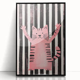 Bold Pink Cat Illustration - Personalized Kids Wall Art