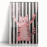 Bold Pink Cat Illustration - Personalized Kids Wall Art