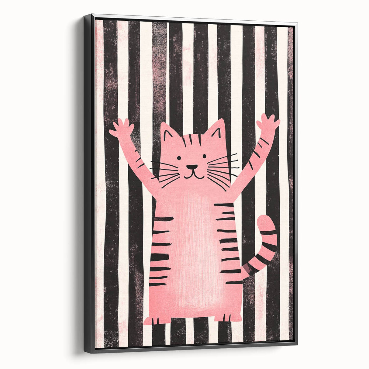 Bold Pink Cat Illustration - Personalized Kids Wall Art