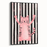 Bold Pink Cat Illustration - Personalized Kids Wall Art