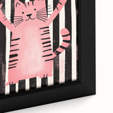 Bold Pink Cat Illustration - Personalized Kids Wall Art