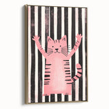 Bold Pink Cat Illustration - Personalized Kids Wall Art