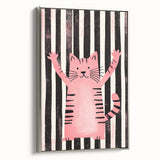 Bold Pink Cat Illustration - Personalized Kids Wall Art