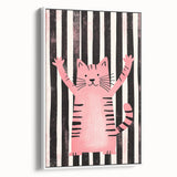Bold Pink Cat Illustration - Personalized Kids Wall Art