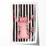 Bold Pink Cat Illustration - Personalized Kids Wall Art