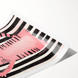 Bold Pink Cat Illustration - Personalized Kids Wall Art