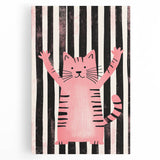 Bold Pink Cat Illustration - Personalized Kids Wall Art