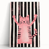 Bold Pink Cat Illustration - Personalized Kids Wall Art