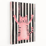 Bold Pink Cat Illustration - Personalized Kids Wall Art