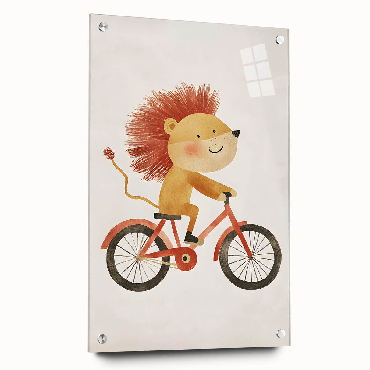Children’s Wall Art – Lion on Bicycle Nursery Canvas Print