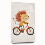 Children’s Wall Art – Lion on Bicycle Nursery Canvas Print