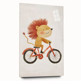 Children’s Wall Art – Lion on Bicycle Nursery Canvas Print
