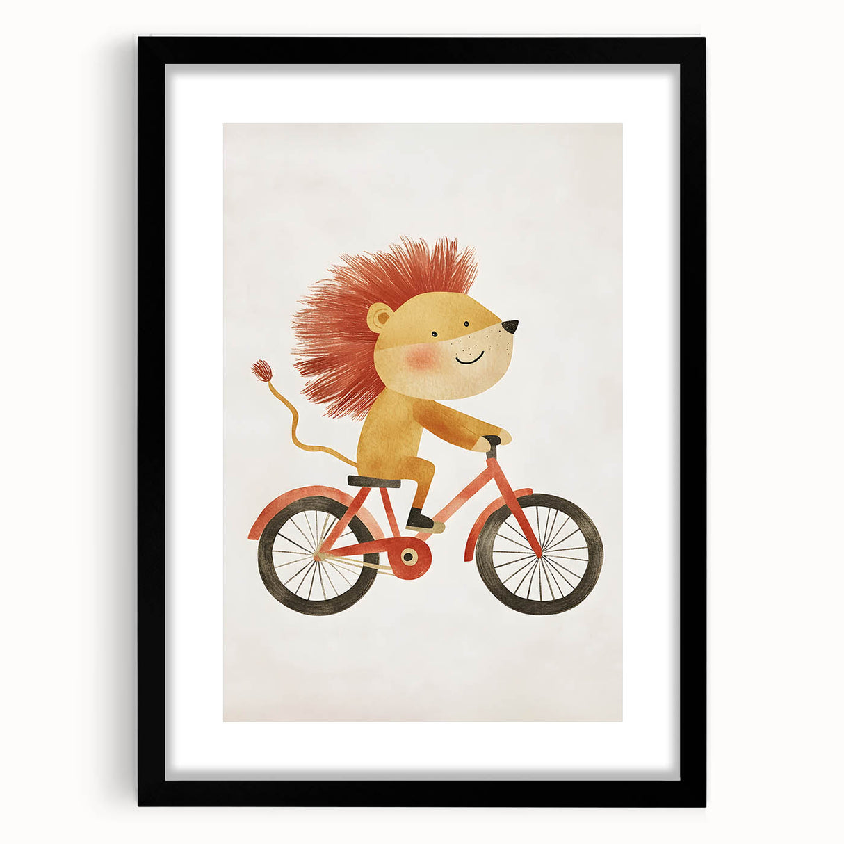 Children’s Wall Art – Lion on Bicycle Nursery Canvas Print