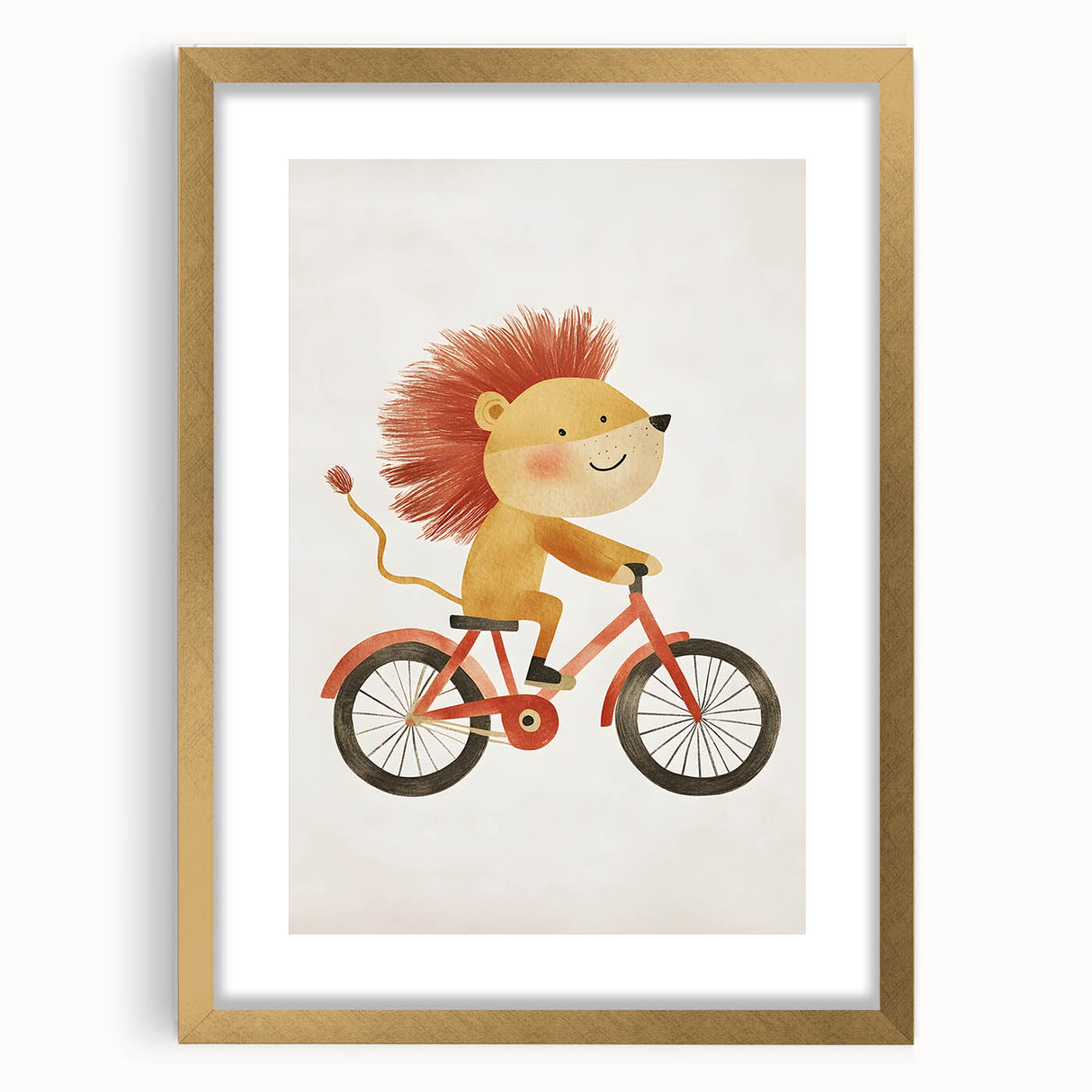 Children’s Wall Art – Lion on Bicycle Nursery Canvas Print