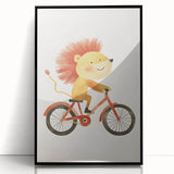 Children’s Wall Art – Lion on Bicycle Nursery Canvas Print