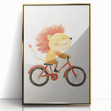 Children’s Wall Art – Lion on Bicycle Nursery Canvas Print