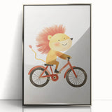 Children’s Wall Art – Lion on Bicycle Nursery Canvas Print