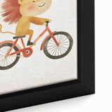Children’s Wall Art – Lion on Bicycle Nursery Canvas Print