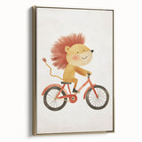 Children’s Wall Art – Lion on Bicycle Nursery Canvas Print
