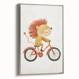Children’s Wall Art – Lion on Bicycle Nursery Canvas Print