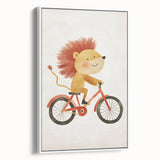 Children’s Wall Art – Lion on Bicycle Nursery Canvas Print