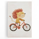 Children’s Wall Art – Lion on Bicycle Nursery Canvas Print