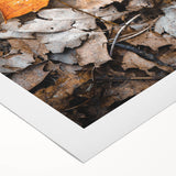 Art deco poster featuring an autumnal scene with warm orange and brown tones on rolled canvas.