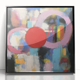 Abstract geometric framed acrylic artwork featuring bold black shapes and a modern design, ideal for contemporary home decor. Perfect for enhancing living spaces.