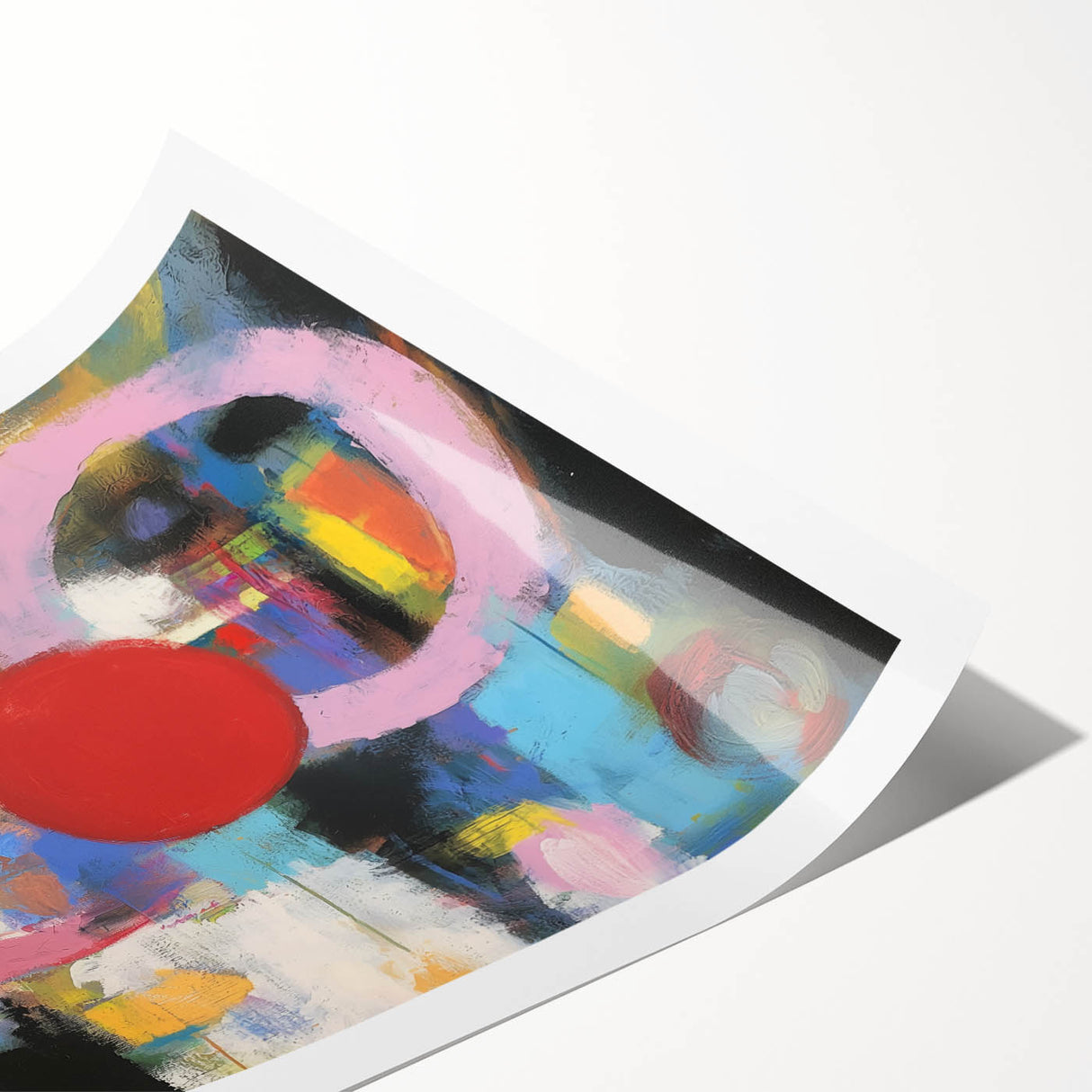 Abstract geometric rolled print showcasing vibrant colors and intricate patterns, elegantly packaged in a protective cardboard tube for easy display and transport. Perfect for modern home decor enthusiasts seeking unique artwork.