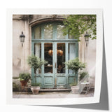 Extra large wall art featuring a French door design in muted earth tones on glossy photo paper, ideal for dining room decor.
