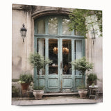 Large abstract wall art of a French door architecture on acrylic glass, ideal for bedroom or dining room decor.