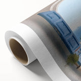 Art Deco-style poster of a Greek architecture door in muted earth tones on rolled canvas, ideal for nursery wall art.