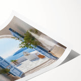 Extra large wall art featuring Greek door architecture with floral line art, printed on rolled canvas.