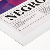 Art deco poster featuring a stylized cocktail glass in bold black and gold tones on a rolled canvas.