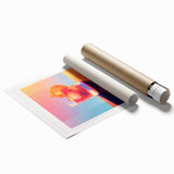 Extra large rolled print featuring delicate floral art in soft pastel shades.