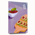 Acrylic print of large abstract fruits in vibrant colors, ideal for dining room art.